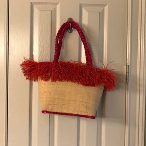 Handmade raffia straw handbag